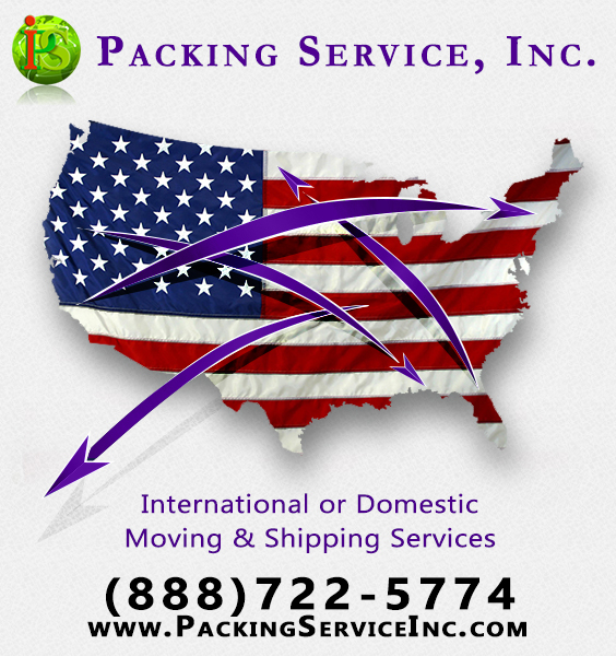 Professional shipping services team loading furniture and machinery for nationwide shipping with guaranteed flat rate quotes