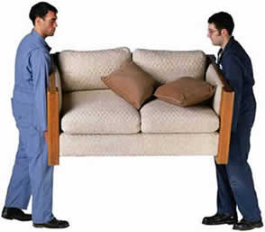 Professional movers providing flat rate moving services - loading truck for commercial moving and residential relocation
